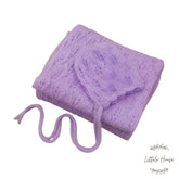 Wool Knitted Wrap with Knitted Bonnet SR054 | NB | Purple